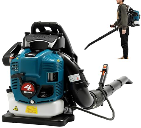 Benzin Laubbläser,3.5 PS Rückenlaubbläser,75.6 CC 4-Takt Rückentragbarer Benzin-Motorbläser,Benzin-Laubbläser mit 1.9L Kraftstofftank,ideal für Rasenpflege, Laubreinigung und Schneeräumung