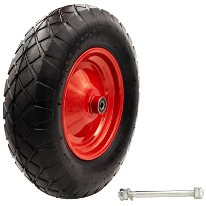 Schubkarrenrad, Luftreifen mit Schlauch, Stahlfelge, Präzisionskugellager, Ink. Achse, Ersatzrad für Schubkarre & Transportwagen, 4.80/4.00-8, 200 Kg Tragkraft