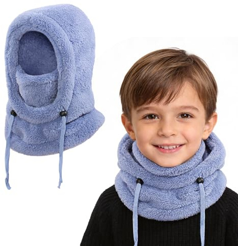 AYPOW Cagoule d'hiver Thermique pour Enfants 3-10, Multifonction Coupe-Vent Réglable Masque de Ski, Bonnet en Polaire Chaude, Casquette Cache-Cou Tour de Cou écharpe pour Garçons Filles Plein Air