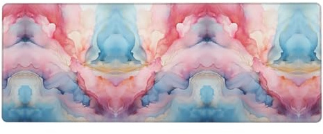 LPLSNWS Clavier et tapis de souris à motif marbré bleu et rose (80 x 30 cm) pour les jeux et le bureau.