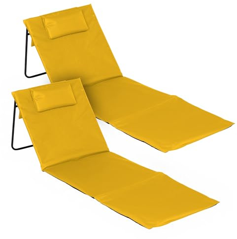 Spetebo Strandmatte 2er Set klappbar, gelb, 145 x 48 cm