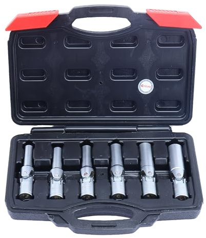 CCLIFE Glühkerzen Steckschlüssel Satz 3/8 Antrieb 6tlg | CrV-Stahl, Universal Stecknuss, für alle gängigen Glühkerzengrößen bei Dieselmotor Reparaturen