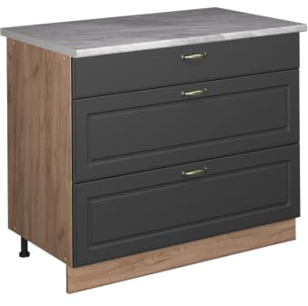 Vicco Küchenunterschrank Fame-Line, Anthrazit-Gold Landhaus/Eiche, 100 cm