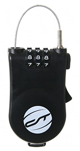 CONTEC Multifunktions-Schloss Radio Lock 110 mm, Drahtseil-Zahlenschloss mit wählbaren Code, für Sport, Reise, Freizeit, Aufrollmechanismus, schwarz