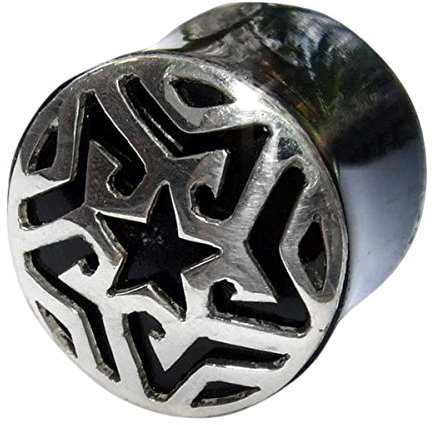 Island Piercings PAAR Horn Silber Plugs Tunnel Ohr Piercing 20mm