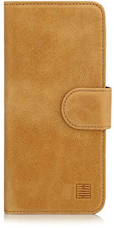 32nd Premium Series - Real Premium Leather Book Wallet Case Cover For Apple iPhone XS Max, Real Leather Flip Design With Card Slot, Magnetic Closure and Built In Stand - Tan