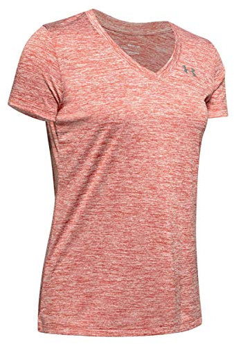 Under Armour Tech Short Sleeve V - Twist, Camiseta Mujer, Fucsia (Fractal Pink/Metallic Silver (692)), XS