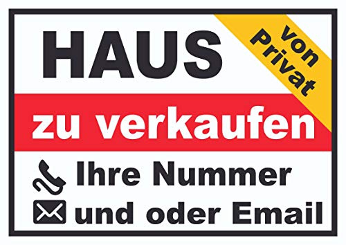HB-Druck Haus Verkaufsschild von privat Schild A5 (148x210mm)