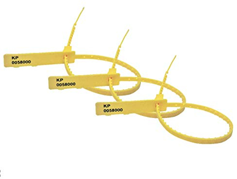 Sicherheitsetiketten, nummerierte Etiketten, Zahlenschilder, Sicherheitskabelbinder, hergestellt in Großbritannien 500 gelb