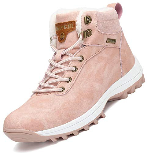 Mishansha Uomo Scarpe Invernali Donna Stivali da Neve Calda Stivaletti Impermeabili da Trekking Rosa, 42 EU