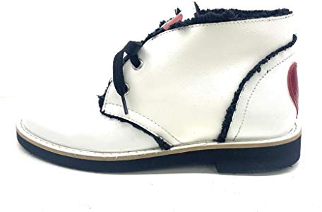 Moschino Scarpe Donna Polacchino Love Ecopelle Naplak Bianco/Eco Shearling D20MO30