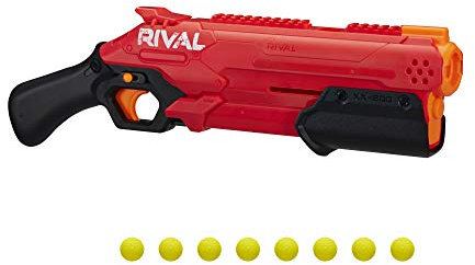 NERF Rival Takedown XX-800 Blaster -- Pump Action, Breech-Load, 8-Round Capacity, 90 FPS, 8 Official Rival Rounds -- Team Red