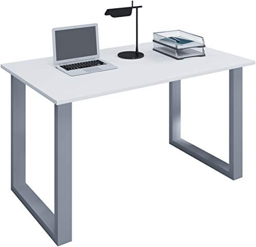 VCM Schreibtisch Silber/Weiß 80x50x76 cm Holzwerkstoff Büro und Homeoffice