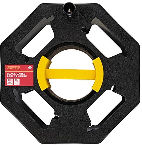 GADLANE Kabeltrommel Leer 25m - Schwarze Kabelrolle, Einfach Aufzuwickelnde Camping Trommel für Wohnwagen, Gartenschlauch - Outdoor Handkabeltrommel