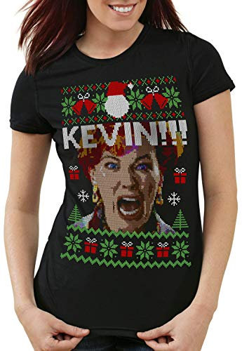 style3 Allein zu Haus Damen T-Shirt Kevin Xmas Weihnachten Weihnachtspullover Pulli Ugly Sweater Strick, Größe:XL
