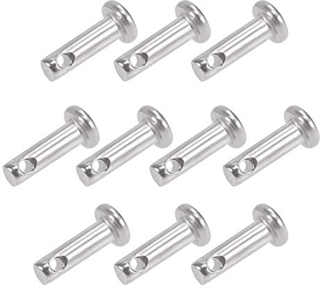 sourcing map 10St Gabelbolzen Einloch Flachkopf 304 Edelstahl Link Scharnierstift 3mm X 10mm