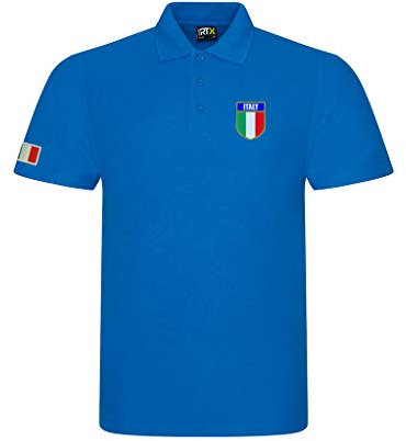 Super Lemon Italienisches Rugby-Fan für Erwachsene, exklusiver Retro-/Vintage-Stil, für Herren, Damen, Unisex, Blau, Poloshirt, ideal für jeden italienischen Rugby-Fan für 6 Nationen und