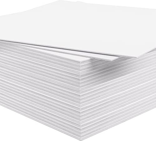 Matte Board Center, Packung mit 50 Stück, 20,3 x 25,4 cm, weiß, ungeschnittene Mattenbretter, Rückwand, 4-lagige Dicke, ideal für Bilder, Rahmen, Handwerk, Drucke