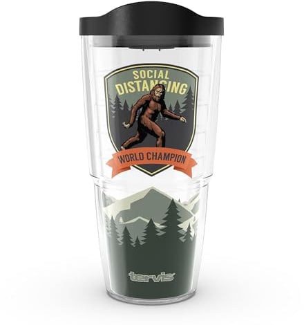 Tervis Social Distancing Yeti Made in USA Double Walled Insulated Tumbler Travel Cup Keeps Drinks Cold & Hot, 24oz, Clear