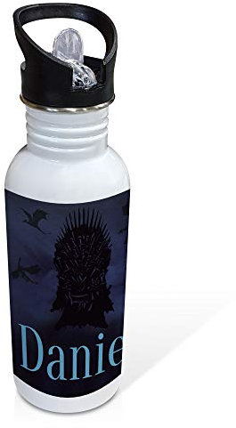 LolaPix Botella personalizada. Regalos personalizados para fans. Botella acero inoxidable. Libre BPA. Capacidad 600ml. Botella Straw Stop. JUEGO DE TRONOS