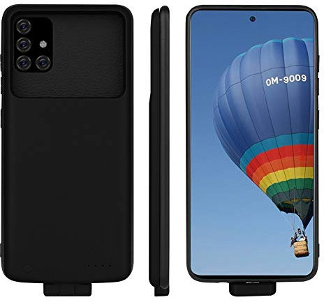 Akku-Ladehülle für Samsung Galaxy A71 5G, 5000 mAh Backup-Powerbank für Galaxy A71 5G, Ladehülle, tragbares Ladegerät a71, 5 g, externe Akkuhülle, Schwarz