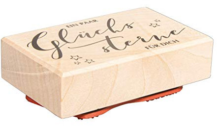 Rayher Stempel Holz „Glückssterne“, 5 x 8 cm, Holzstempel, zum Gestalten von Karten, Umschlägen, Geschenken, Motivstempel, Textstempel, 29215000, Weiß