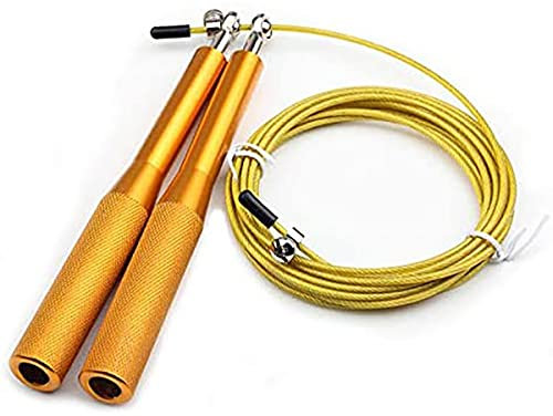 Aluminum handle steel wire skipping rope fitness equipment children's metal handle bearing steel wire skipping rope Speed Skipping Rope for Fitness【Gold】