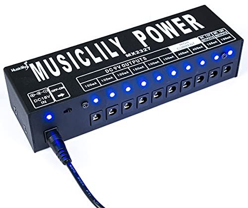 Musiclily Pro Fuente de Alimentación Pedal Power 10 Salidas DC Aisladas para Pedal Efectos Guitarra Eléctrica 9V / 12V / 18V con Adaptador estándar US