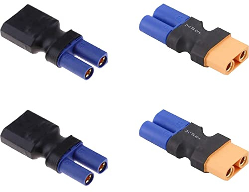 Boladge 2 Stücke XT90 Männlich auf EC5 Buchse Steckverbinder Adapter und 2 Stücke XT90 Buchse auf EC5 Männlich Steckverbinder Adapter für RC LiPo Akkus
