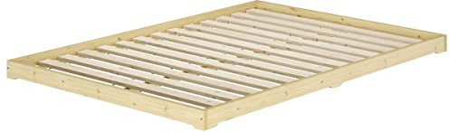Erst-Holz Futonbett bodenbett extra niedriges Studentenbett 140x200 Fichte Tanne geölt V-60.47-14, Ausstattung:Rollrost inkl.