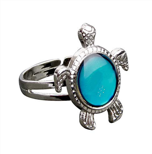 PULABO Stimmungsring, Schildkröte, Emotion-Gefühl, Farbwechselring, verstellbar, Weiß, Ring, Geschenk