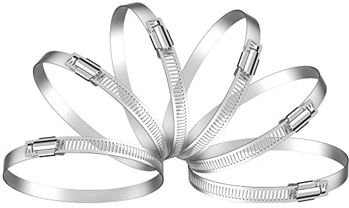 HG Power 150mm Rohrschellen Edelstahl 6Pcs Schlauch Klemme Clip Set Schlauchschellen Spannbereich 141-165mm Schlauch Clips für fixieren Abluftschlauch und Abluftventilator