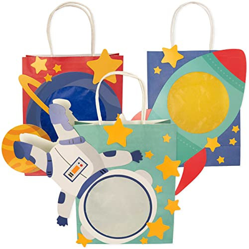Papierdrachen 3 Laternen zum Selber Basteln - Henkeltüten mit Transparentpapier und Stanzteilen - Astronauten - für Mädchen und Jungen - Ideal für Kindergartenkinder