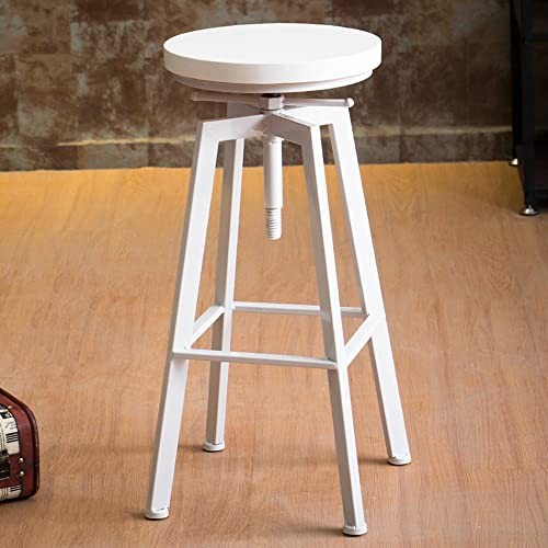 XUAN Drehbar Barhocker Weiß Tresenhocker Höhenverstellbar Bistrohocker Moderner Küchenhocker Barstuhl Mit Holz Sitzfläche Und Fußstütze
