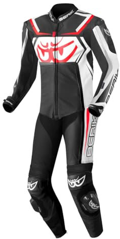 Berik Race-Tech 1-Teiler Motorrad Lederkombi, schwarz/weiß, 50
