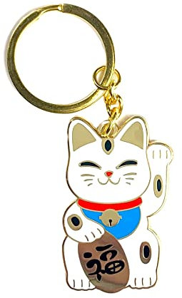 Jungle Empire Glücksbringer Schlüsselanhänger - Luck to Go - Viel Glück Prüfung - Glückskatze - Winkekatze - Schlüsselanhänger Auto - Maneki Neko - Anhänger für Frauen & Männer - Adventskalender-Idee