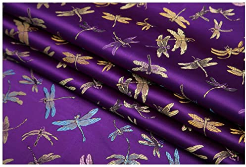 NAKAN Bunt Libelle Jacquard Brokat Stoff 90cm Breit Meterware Für Bekleidung Handarbeit Taschen Kissen Cheongsam(Color:Lila)