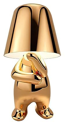 Tischlampe mit Touch Steuerung, Thinker Statue Gold Man Dekorative LED Schreibtischlampe, USB Charging 3 Helligkeitsstufen Dimmbare Nachttischlampe für Schlafzimmer Wohnzimmer Büro Dekoratio Geschenk