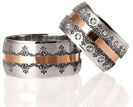 Silber Ehering Sets Silber Paar Ehering Set Personalisierter Mann und Frau 925 Sterling Silber Ehering Set