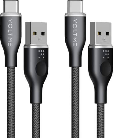 VOLTME Cable USB C Carga Rapida 60W, Cable USB A USB C Nylon Trenzado [1M, 2 pack] Compatible con iPhone 15 Pro Max, Galaxy S24 S23 S22, Huawei P50 P40 P30, Google Pixel, Negro