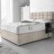 DBZ BEDS Reinforced King Size Bed Set 5 FT with 2000 Series Mattress - Champagne Crushed Velvet Divan Beds Set with Various Storage Options – 26 Inch Headboard with Chrome Glider Feet (KingSize)