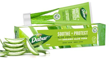 Dabur Aloe Vera Organic Toothpaste - 100g | Prevent Cavities Naturally with Herbal Extracts | Enriched with Organic Aloe Vera