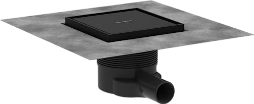 hansgrohe Komplettset Punktablauf RainDrain Brilliance, Bodenablauf Dusche 15 x 15cm, rückseitig befliesbar, Mattschwarz