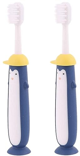 Niedliche Zahnbürste in Pinguinform, Handzahnbürste mit extra weichen Borsten, Packung mit 2 Zahnbürsten für Kinder von 3–12 Jahren