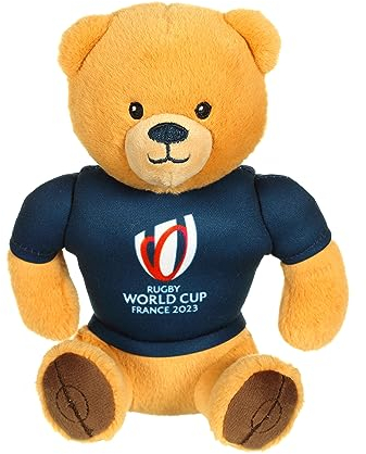 Gipsy Toys - Peluche Ours Coupe du Monde de Rugby/Rugby World Cup France 2023 (RWC) – Peluche Officielle sous Licence - 15 cm Assis – Beige Bleu Marine