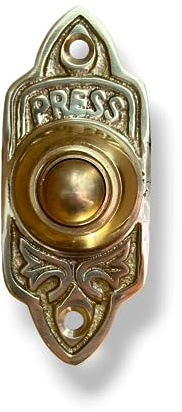 Victorian Rectangle Polished Brass Front Door Bell Push 75mm x 30mm