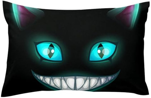 VAPOKF Gruselige Grinsekatze Vampirgesicht Kissenbezüge, 1 Packung Deko-Kissenbezüge aus weichem Samt für Couch, Sofa, Bett, Auto, Wohnzimmer, 40,6 x 61 cm