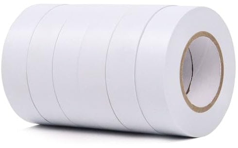 QILIMA White Electrical Tape, 19mm x 20m, Strong Self-Adhesive PVC Insulation Tape for Insulating, Repairing and Protecting Electrical Wires, Pack of 6 Rolls