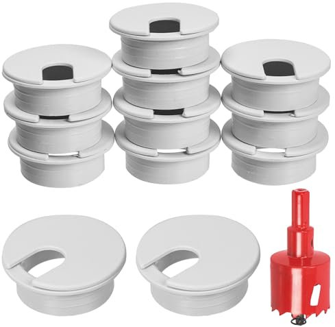 Swpeet 11Pcs weißer Schreibtisch-Kabel-Tülle-Schnur mit Lochsäge, aufgeräumte Kabel-Loch-Abdeckung Organizers, Schreibtisch-Draht-Kabel-Tüllen-Loch-Abdeckung, 1Pcs 1.38Inch_35mm Werkzeug-Lochsäge