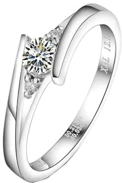 Verlobungsring Damen Unendlich, Diamond Ringe Pt900 Platin Pt900 Lab Diamant 0.2CT Rundschliff VVS mit 2 Diamant Natur 0.03CT Weiß Größe 49 (15.6)